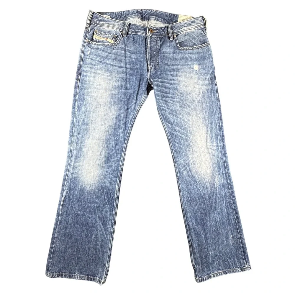 Diesel Zatiny Regular Bootcut Jeans Mens 35x32 Blue Wash 0UB89 Made in USA Denim